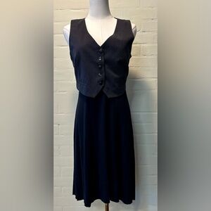 Bailey 44 for Barneys Pinstripe Vest Slip Dress 8 Layered Look Minimalist Chic